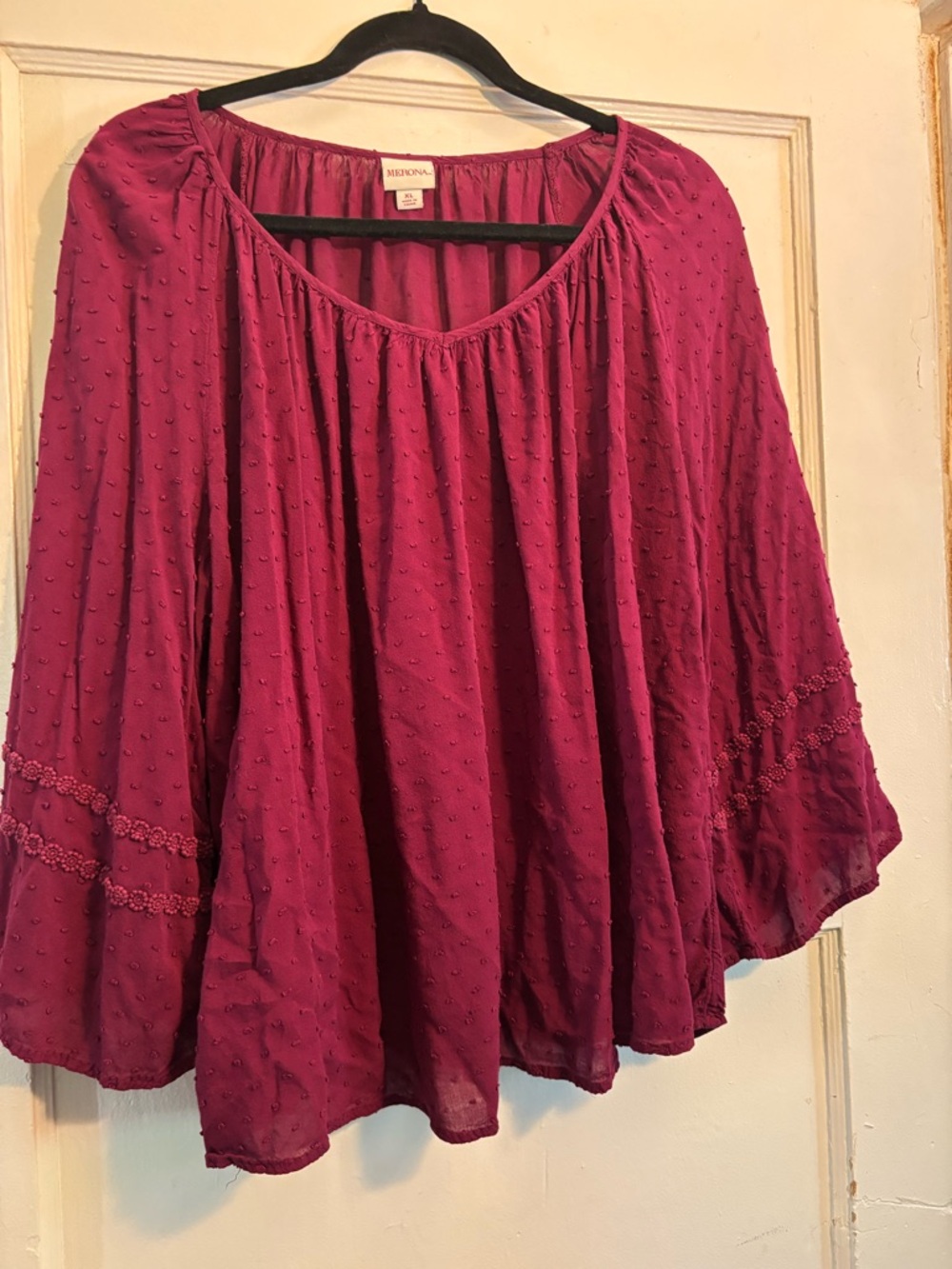 Merona Plum Swiss Dot Peasant Blouse - Women